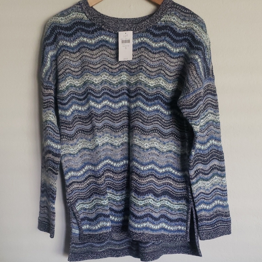 J. Jill Blue and Gray Wave Pattern Sweater